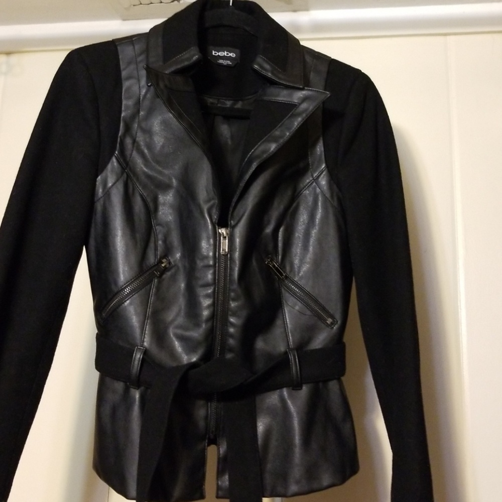 BEBE faux leather/wool jacket